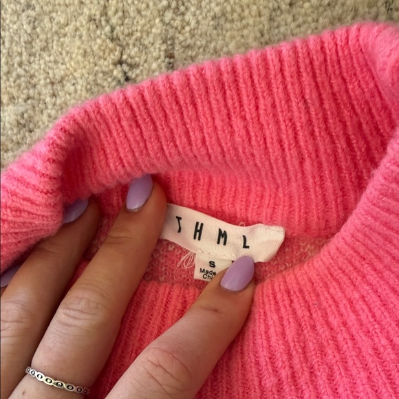 THML Pink Houndstooth Women's Sweater - Picture 2 of 3